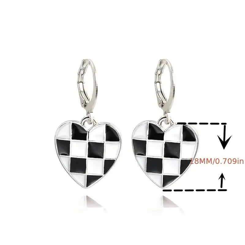 Checkered Heart Earrings