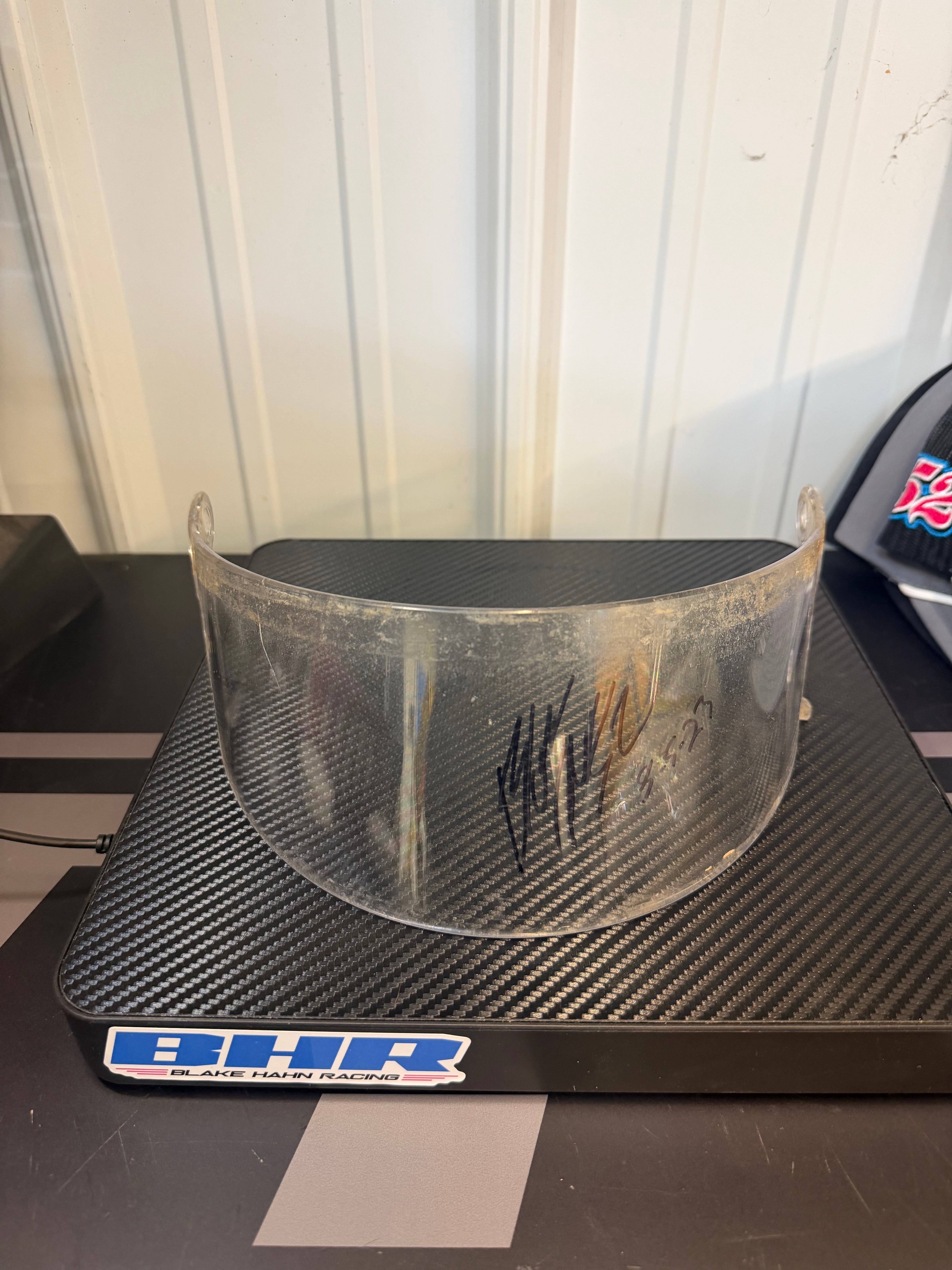 Race-worn Helmet Visor 1 – Blake Hahn Racing